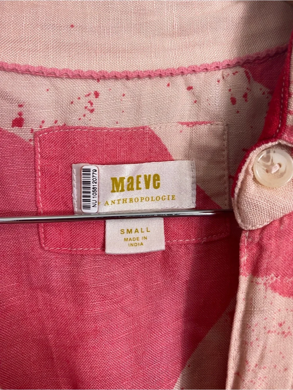 Anthropologie The Mona Linen Shirt Dress Pink Red Small - Picture 4 of 7